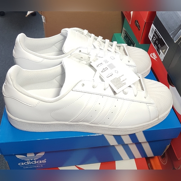 ADIDAS SUPERSTAR TRIPLE WHITE MEN'S US SIZE 12.5 BRAND NEW IN BOX - Picture 11 of 15